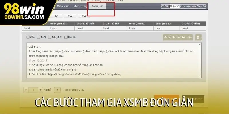 Các bước tham gia XSMB đơn giản